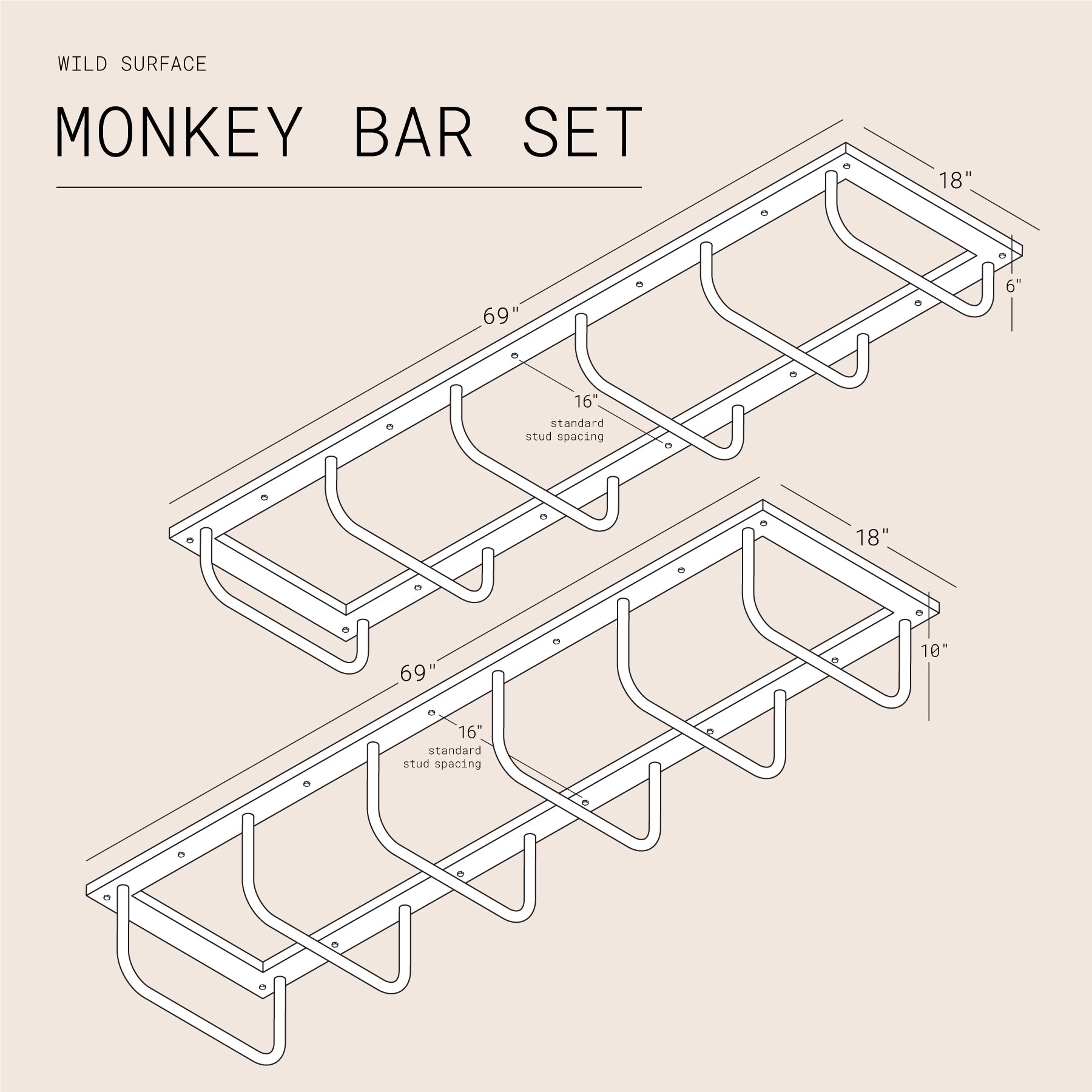 Monkey Bar 6 Rung 30 Wide - Universal (4x4)